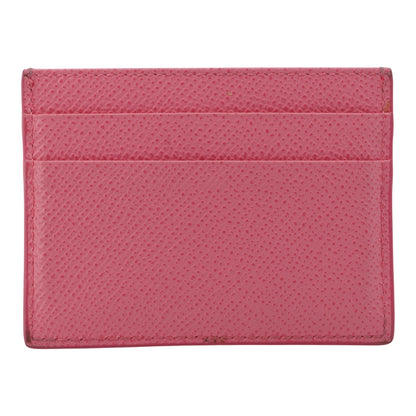 Pink Leather Card Holder with Tag