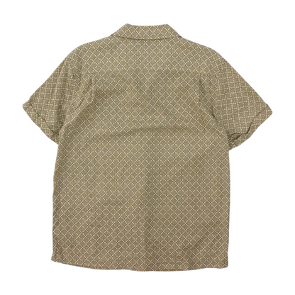 Brown Geometric Short Sleeve Button Down