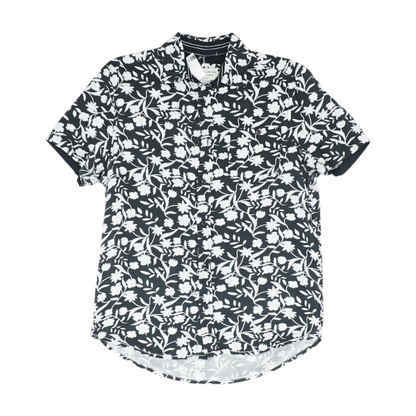 Black Floral Short Sleeve Button Down