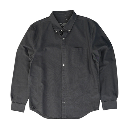 Gray Solid Long Sleeve Button Down