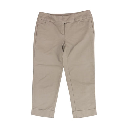 Beige Solid Capri Pants