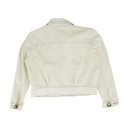 Beige Solid Denim Jacket