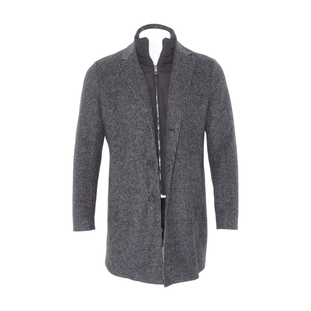 Black H-Hyde-Bib Tweed Coat