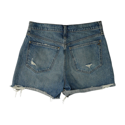 Blue Solid Denim Shorts