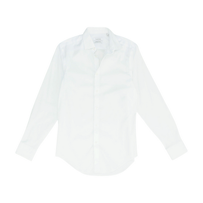 White Solid Long Sleeve Button Down