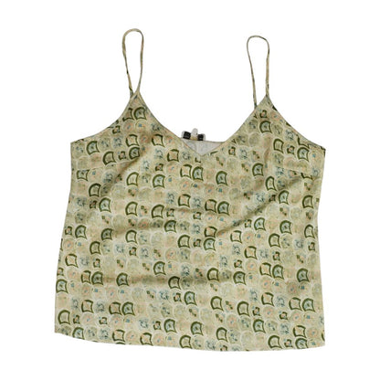 Green Graphic Sleeveless Blouse