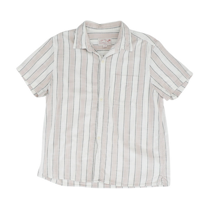 White Striped Short Sleeve Button Down