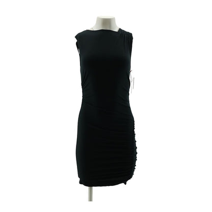 Black Solid Midi Dress