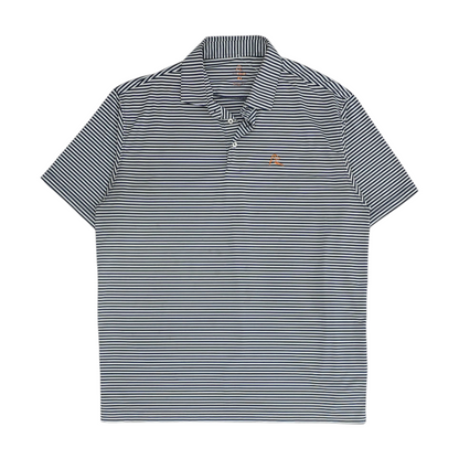 Navy Striped Short Sleeve Polo