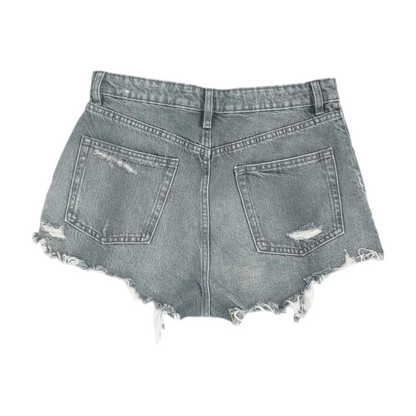 Gray Solid Denim Shorts
