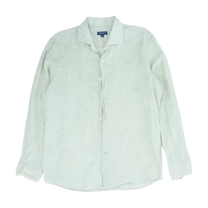 Green Solid Long Sleeve Button Down