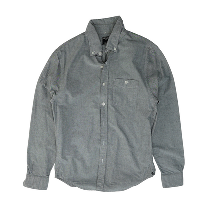 Gray Solid Long Sleeve Button Down