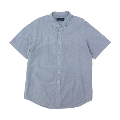 Blue Striped Short Sleeve Button Down