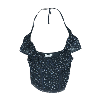 Black Floral Cropped Blouse