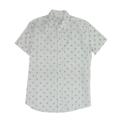 Ivory Print Short Sleeve Button Down