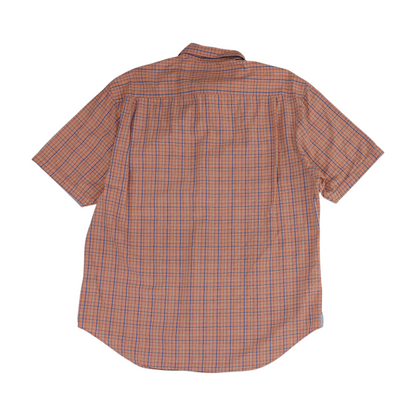 Orange Plaid Short Sleeve Button Down