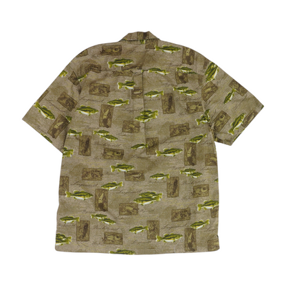 Green Print Short Sleeve Button Down