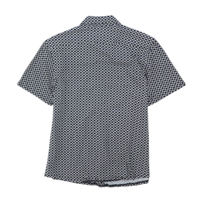 Black Print Short Sleeve Button Down