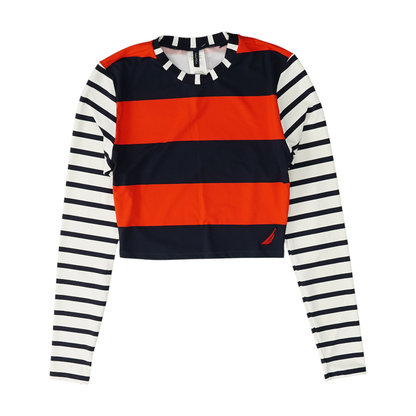 Navy Striped Swim Top