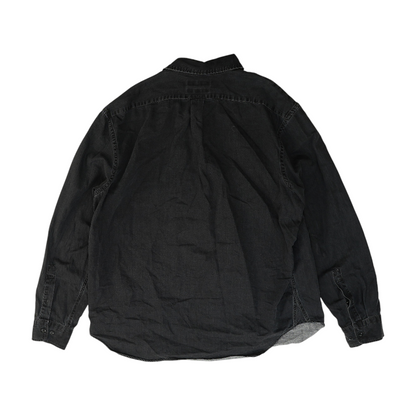 Black Solid Long Sleeve Button Down