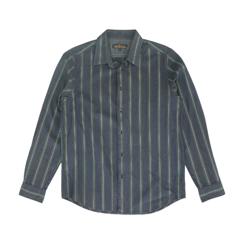 Gray Striped Long Sleeve Button Down