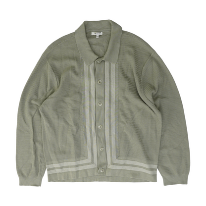 Green Striped Long Sleeve Button Down