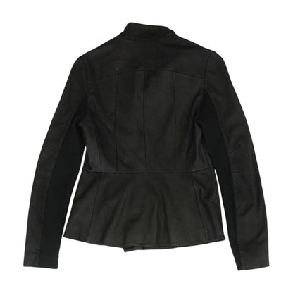 Black Solid Leather Jacket