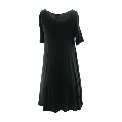 Black Solid Midi Dress