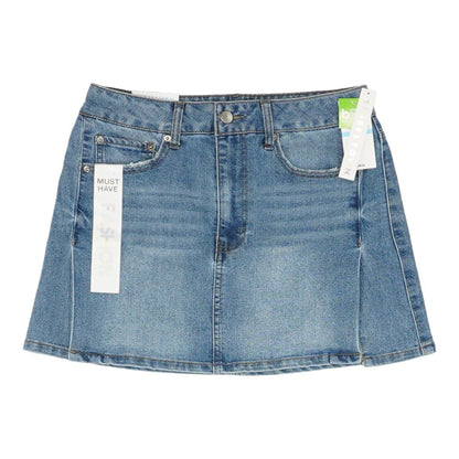 Blue Solid Mini Skirt