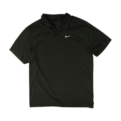 Gray Striped Short Sleeve Polo