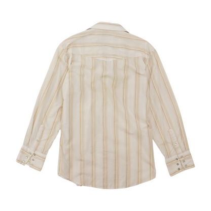 Beige Striped Long Sleeve Button Down