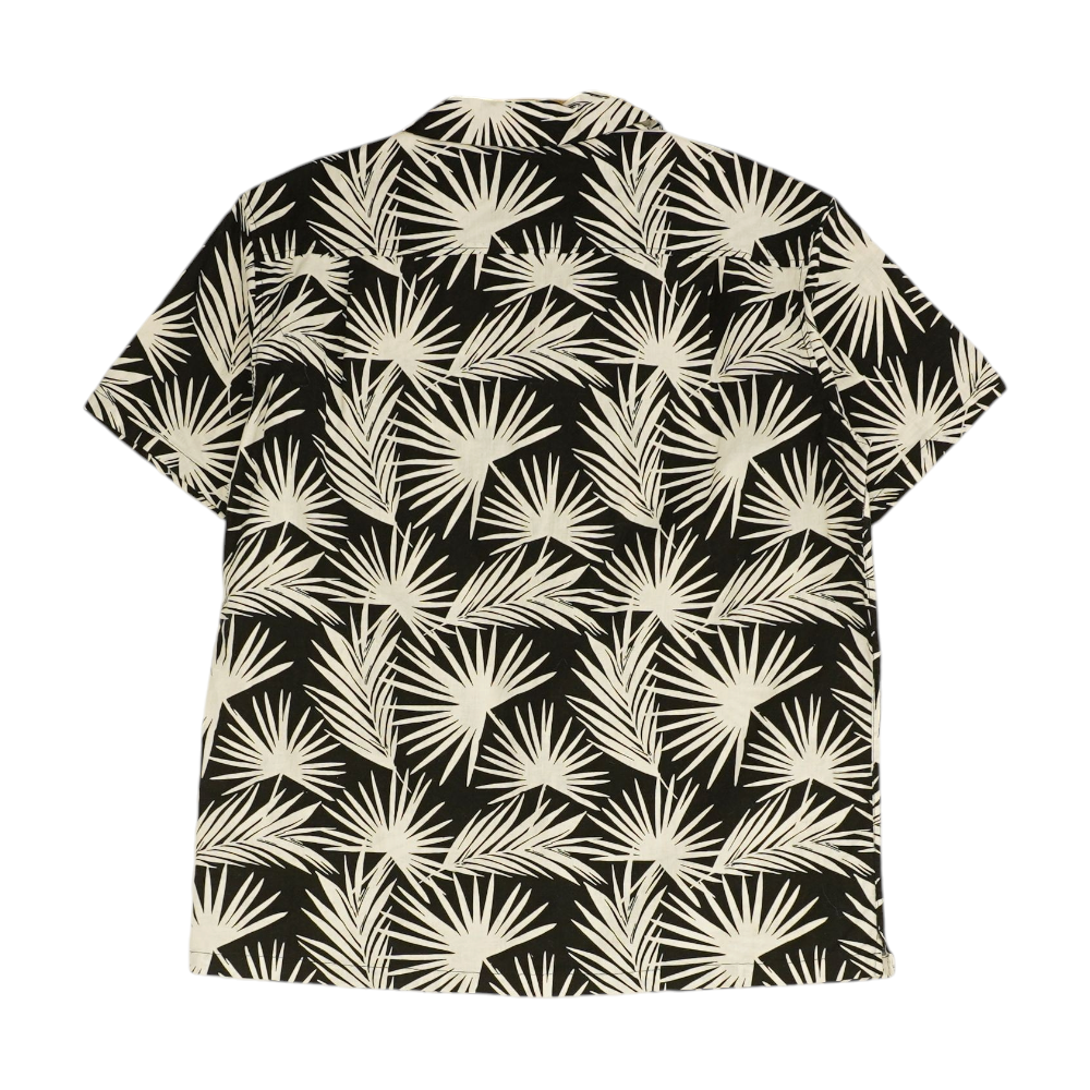 Black Tropical Short Sleeve Button Down