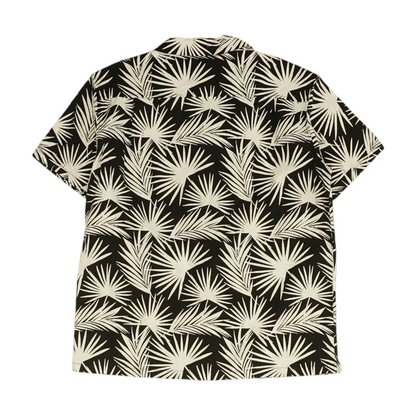 Black Tropical Short Sleeve Button Down
