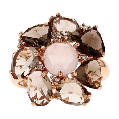 5 3/8 ctw 14K Rose Gold Rose Quartz Statement Ring