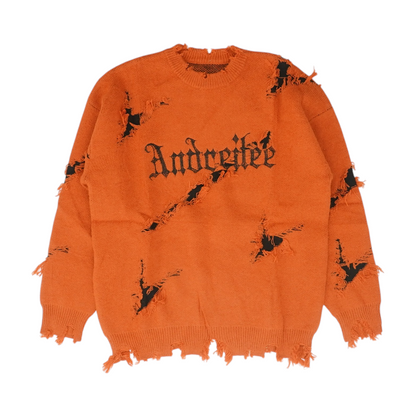 Orange Solid Pullover Sweater