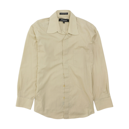 Beige Solid Long Sleeve Button Down