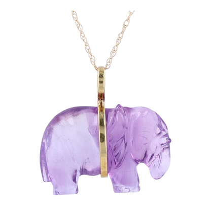 14K Yellow Gold Amethyst Pendant Necklace