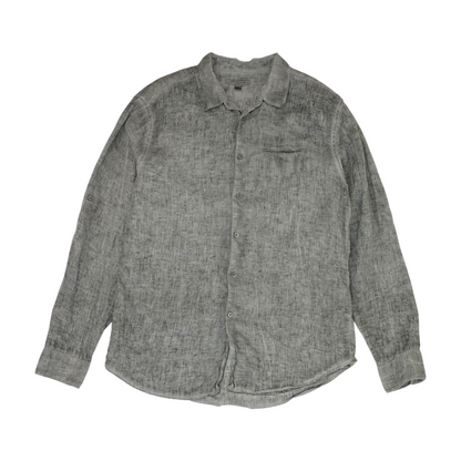 Gray Solid Long Sleeve Button Down