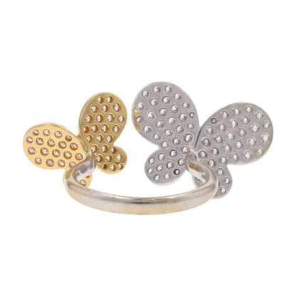 1 1/2 Ct 18K Two Tone Gold Open Double Butterfly Diamond Pave Cocktail Ring