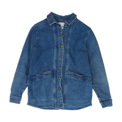 Blue Solid Denim Jacket