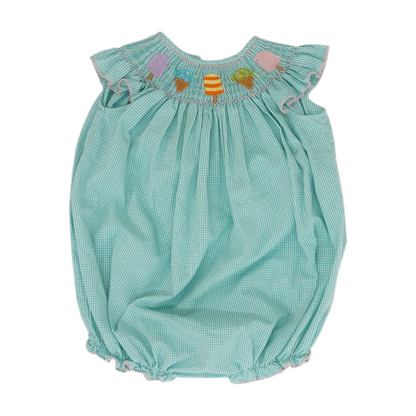 Green Check Short Sleeve One-Piece