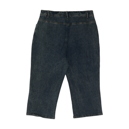 Blue Solid Denim Capris