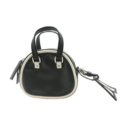 Black Mini Faux Leather Bowling Bag