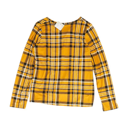 Yellow Plaid Long Sleeve Blouse