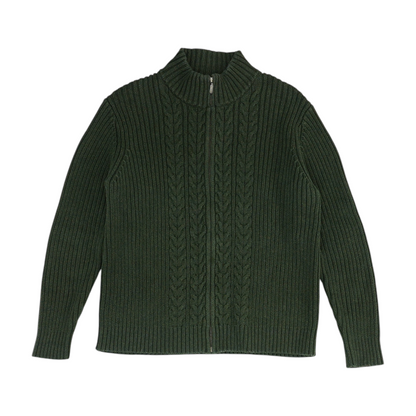 Green Solid Cardigan Sweater