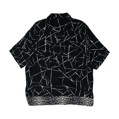 Black Graphic Short Sleeve Button Down