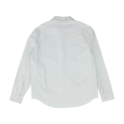 Blue Solid Long Sleeve Button Down