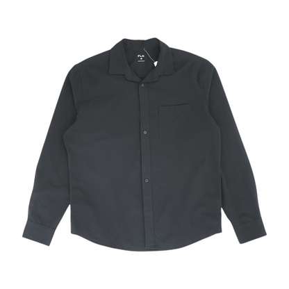 Black Solid Long Sleeve Button Down
