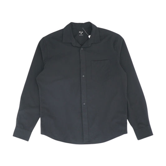 Black Solid Long Sleeve Button Down