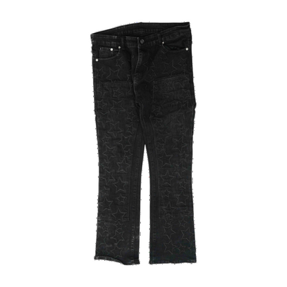 Black Print Straight Jeans